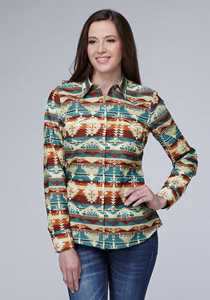 Roper Women's Long Sleeve Dot Paisley Print Shirt